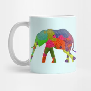 3 Colorful Elephants Holding Tails - Pop Art Mug